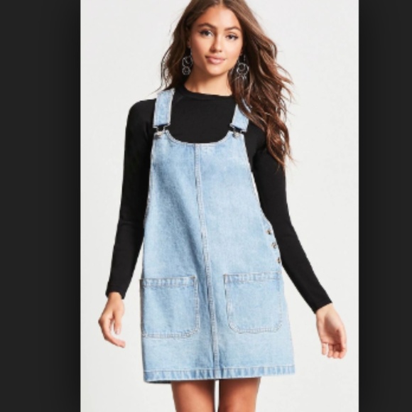 Forever 21 Dresses & Skirts - Forever 21 Denim Jean Jumper Overall Mini Dress